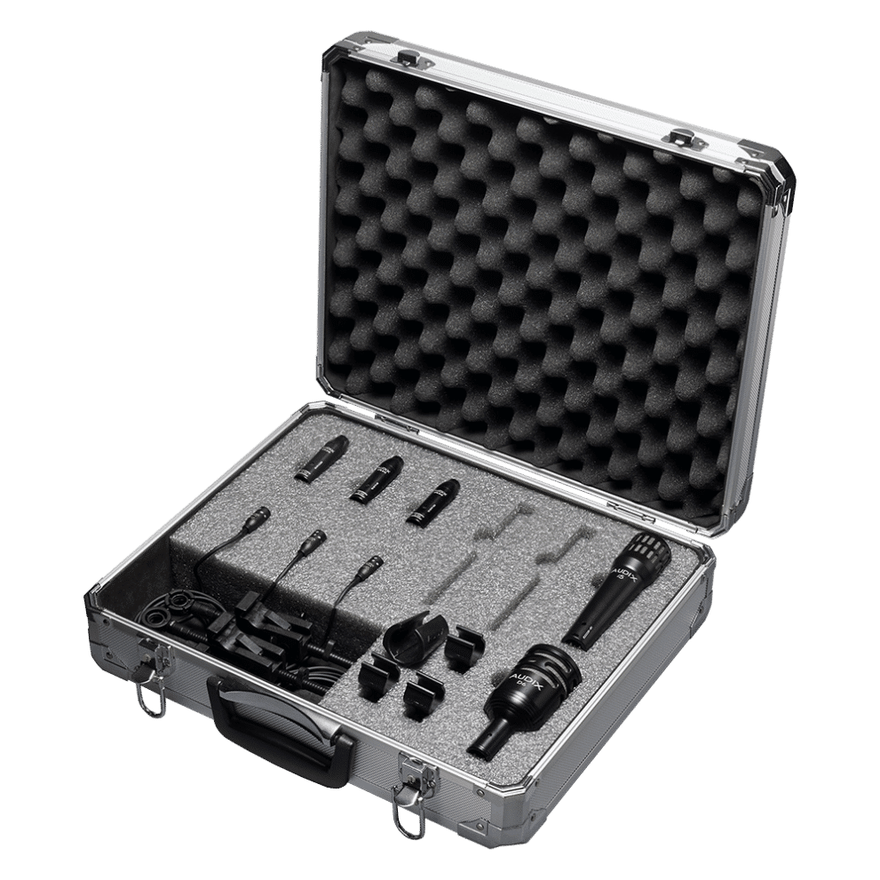 Audix DP5MICRO 1 x i5 Snare Drum Microphone 3 x MICROD mini instrument Microphones 1 x D6 Kick Drum Microphone 1 Audix DP5MICRO 1 x i5 Snare Drum Microphone 3 x MICROD mini instrument Microphones 1 x D6 Kick Drum Microphone
