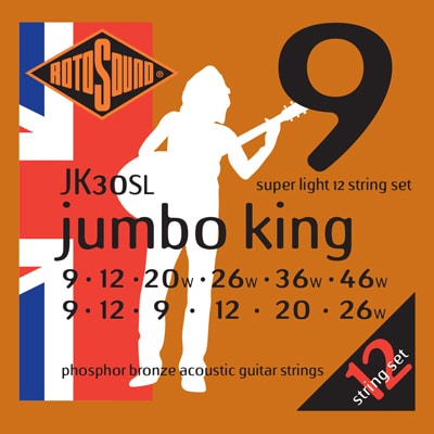 Rotosound JK30SL Super Lt. Phosp. Bronze 12 Str. 9`s 1 Rotosound JK30SL Super Lt. Phosp. Bronze 12 Str. 9`s