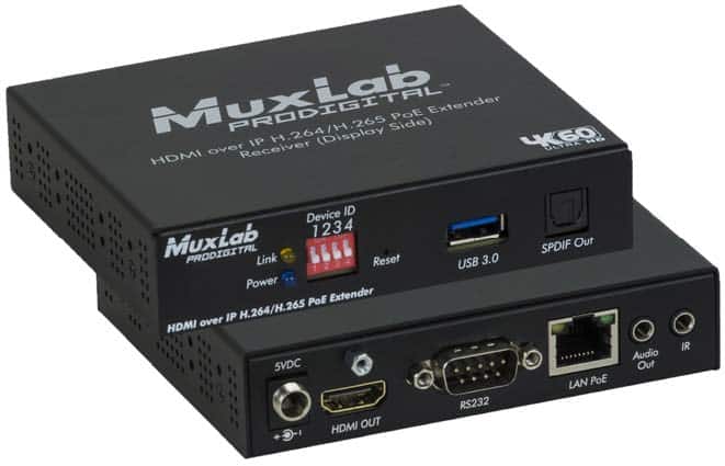 MuxLab ML500762-RX-V2 HDMI over IP H.264/H.265 PoE Receiver, 4K60 1 MuxLab ML500762-RX-V2 HDMI over IP H.264/H.265 PoE Receiver, 4K60
